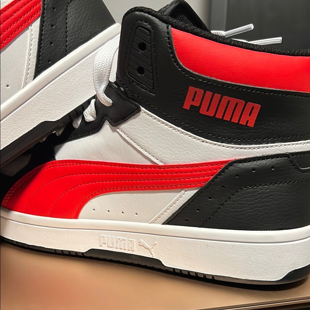 Puma Red and Black High-Top Sneakers with Padded Collar - Picture 3 of 6